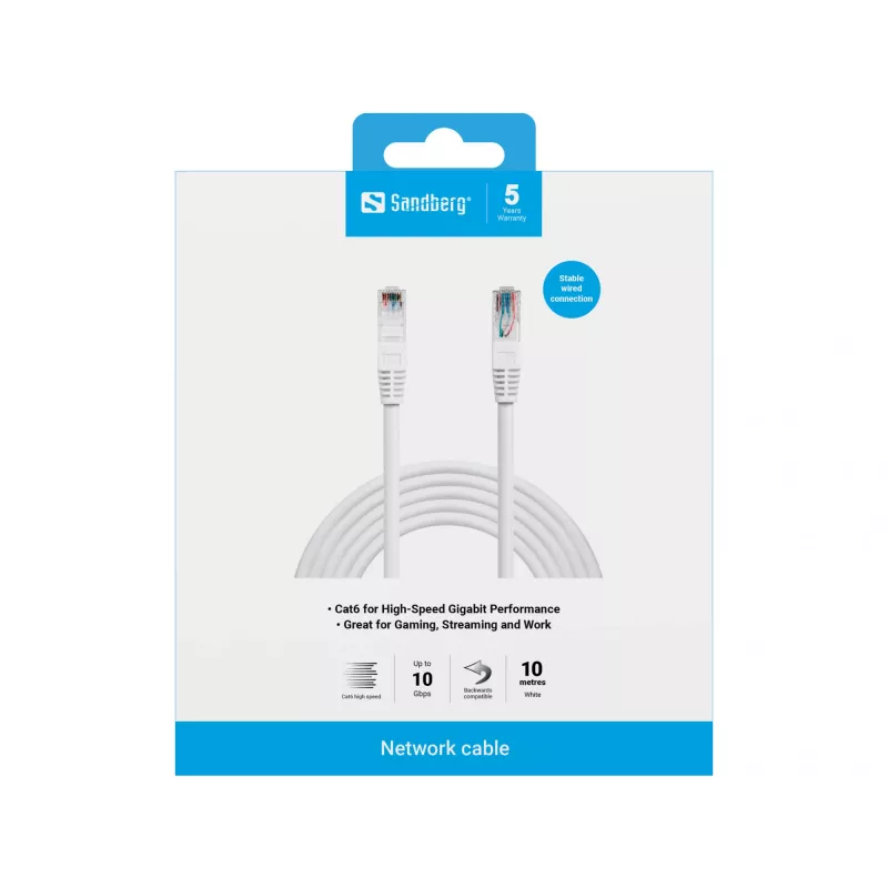Καλώδιο δικτύου Sandberg UTP Cat6 10m RJ-45 λευκό