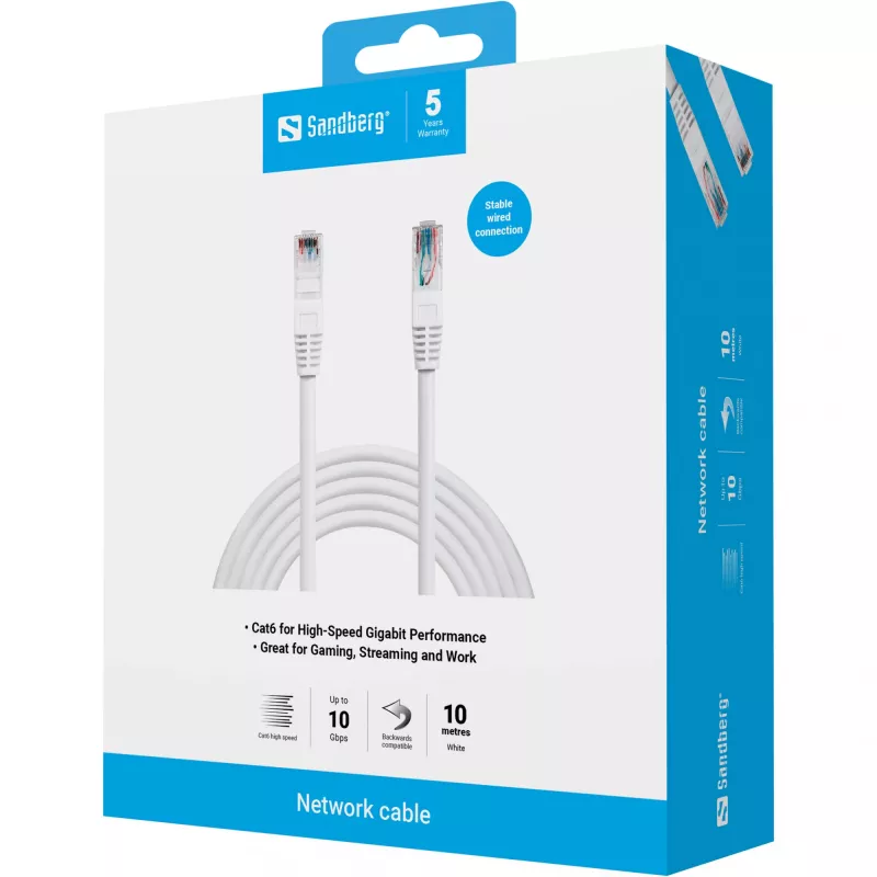 Καλώδιο δικτύου Sandberg UTP Cat6 10m RJ-45 λευκό