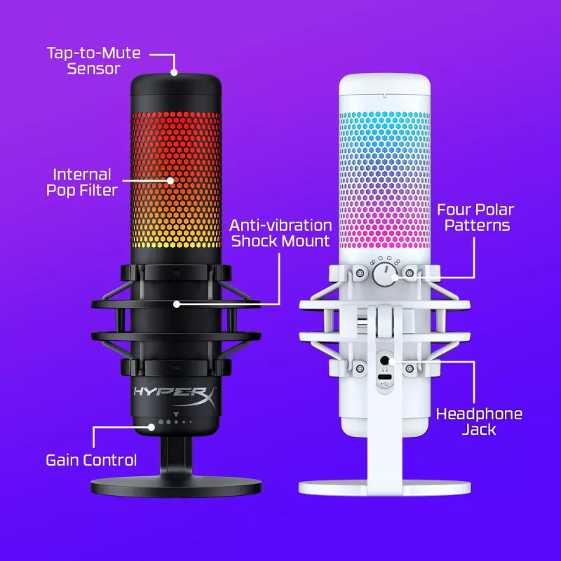 HyperX QuadCast S - μικρόφωνο USB (λευκό-γκρι) - φωτισμός RGB