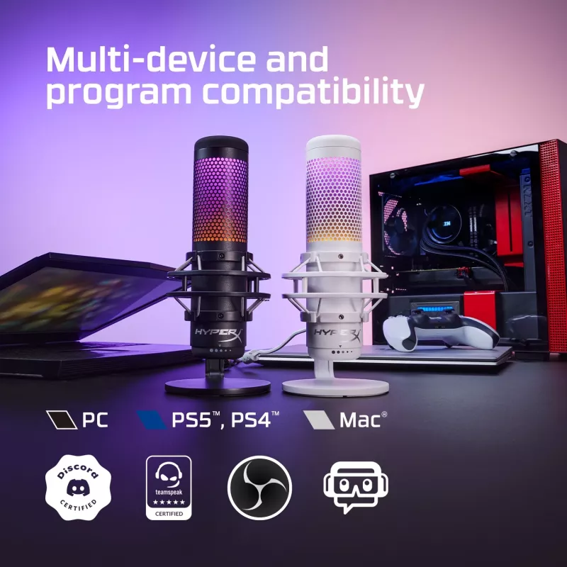HyperX QuadCast S - μικρόφωνο USB (λευκό-γκρι) - φωτισμός RGB