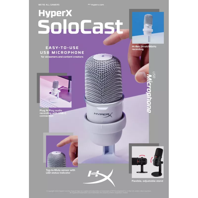HyperX SoloCast – μικρόφωνο USB (λευκό)