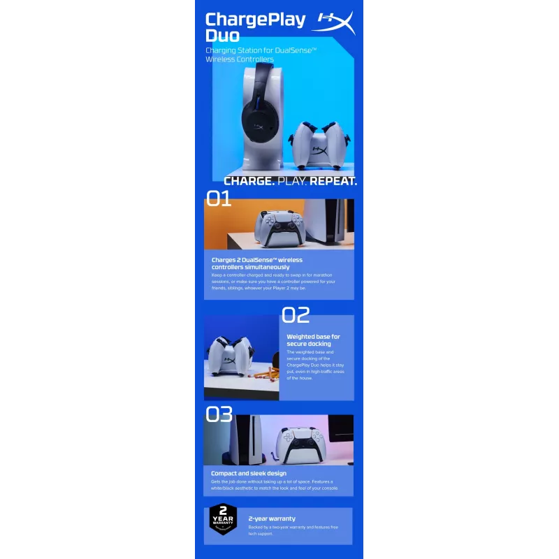 HyperX ChargePlay Duo - σταθμός φόρτισης χειριστηρίων για PS5