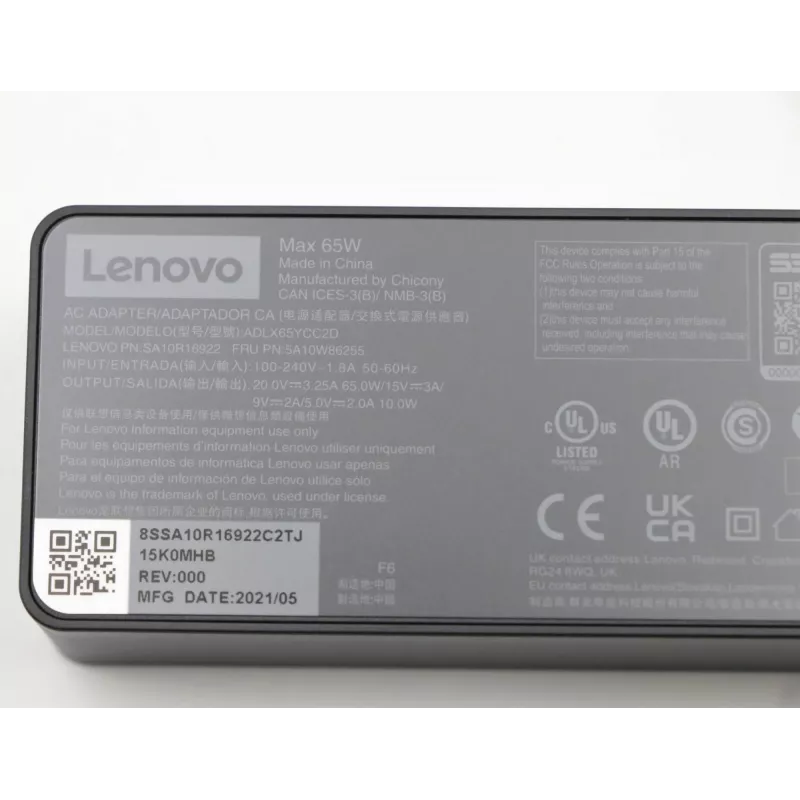 Lenovo 5A10W86255 Τροφοδοτικό Εσωτερικού χώρου 65 W Μαύρο