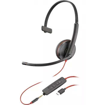 HP Poly Blackwire C3215 Μονοφωνικό Headset +Θήκη μεταφοράς (Bulk), Ενσύρματο, Γραφείο/Callcenter, 87 g, Headset, Μαύρο