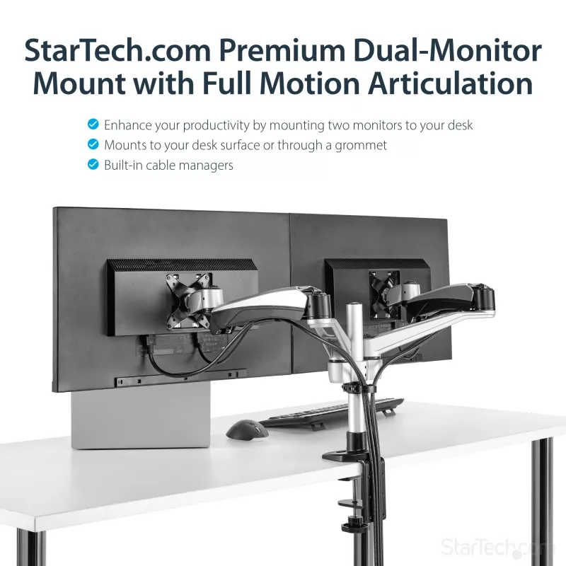 StarTech.com Βραχίονας διπλής οθόνης τοποθέτησης γραφείου – πλήρως αρθρωτός – Premium