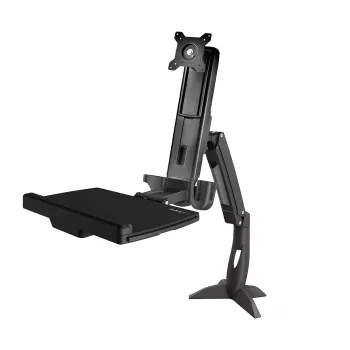 StarTech.com Βραχίονας οθόνης Sit-Stand – ρυθμιζόμενος βραχίονας σταθμού εργασίας Sit-Stand τοποθέτησης γραφείου για μονή οθόνη VESA 34 ιντσών – εργονομικός, αρθρωτός μετατροπέας όρθιου γραφείου με ράφι πληκτρολογίου