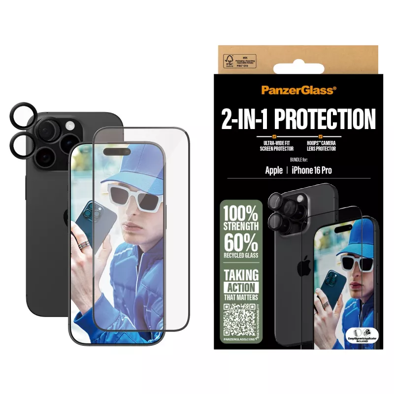 PanzerGlass 2-in-1 Bundle iPhone '24 6.3 ίντσες Pro B2862+1284