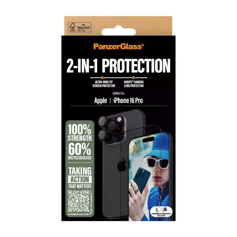 PanzerGlass 2-in-1 Bundle iPhone '24 6.3 ίντσες Pro B2862+1284