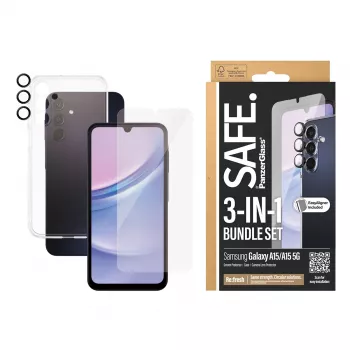 PanzerGlass SAFE. by ® 3-in-1 πακέτο προστασίας Samsung Galaxy A15 | A15 5G