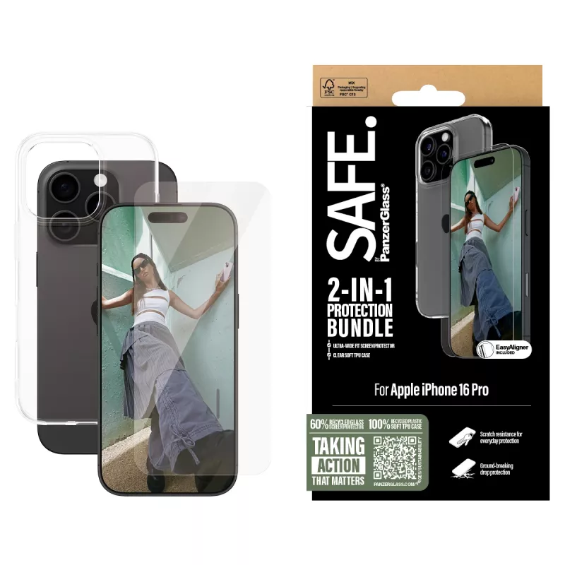 PanzerGlass SAFE. by 2-in-1 πακέτο προστασίας iPhone '24 6,3 ιντσών Pro