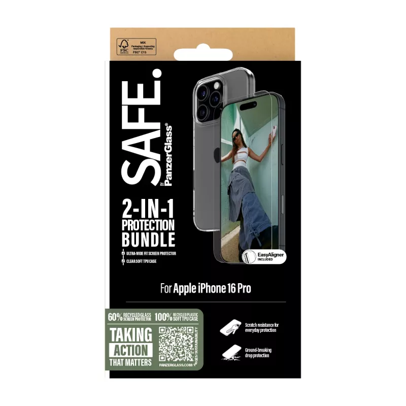PanzerGlass SAFE. by 2-in-1 πακέτο προστασίας iPhone '24 6,3 ιντσών Pro