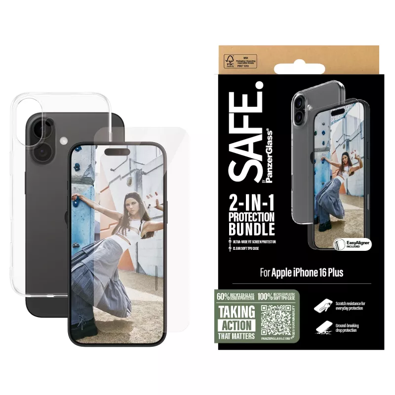 PanzerGlass SAFE. by ® 2-in-1 πακέτο προστασίας iPhone '24 6,7 ιντσών