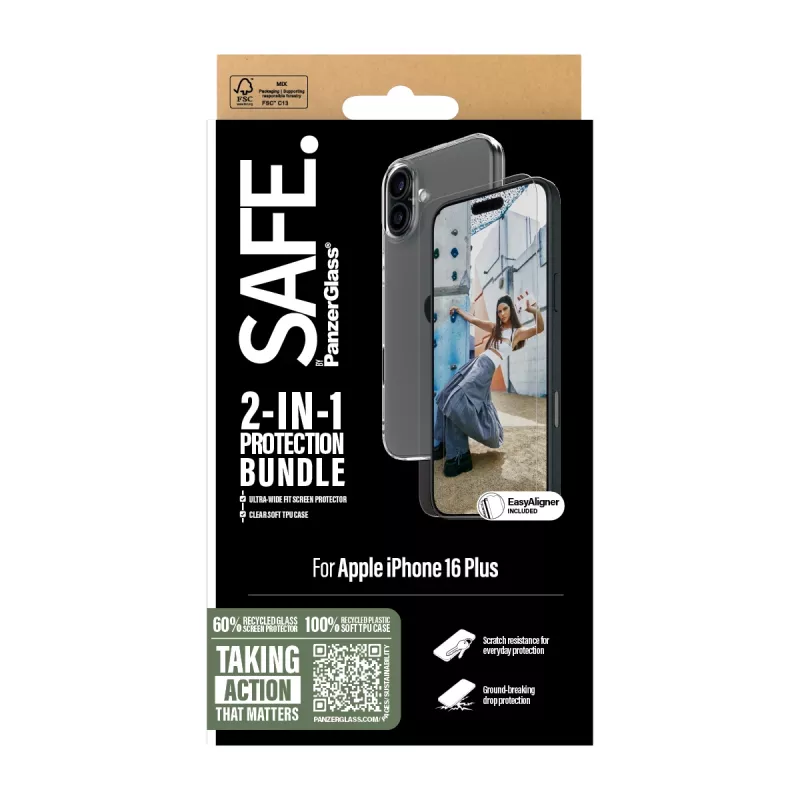 PanzerGlass SAFE. by ® 2-in-1 πακέτο προστασίας iPhone '24 6,7 ιντσών