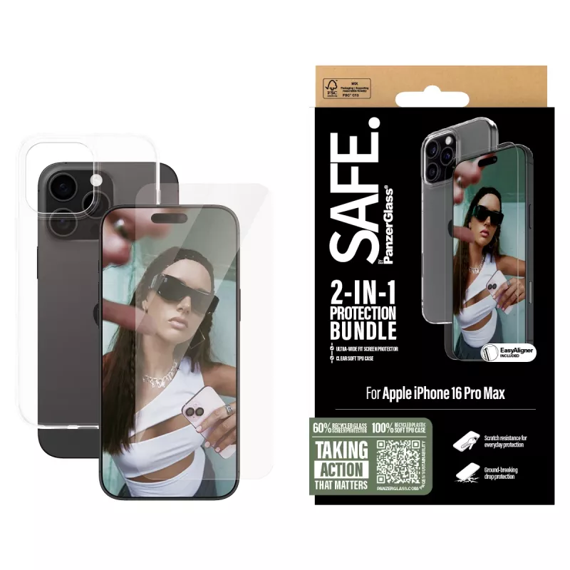 PanzerGlass SAFE. by ® 2-in-1 πακέτο προστασίας iPhone 16 Pro Max