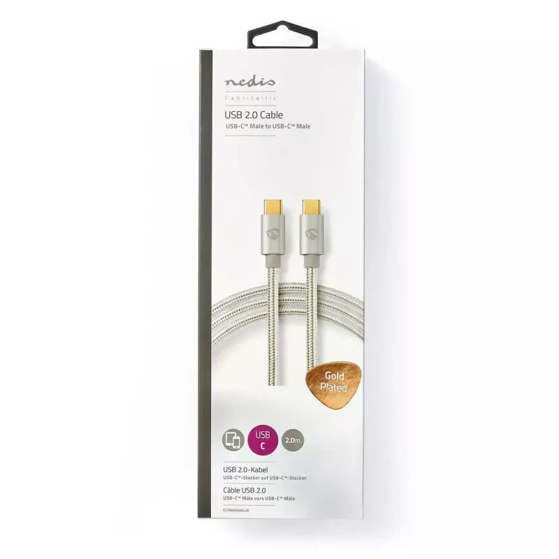 Καλώδιο USB Nedis CCTB60800AL20 USB 2.0 2 m USB C ασημί