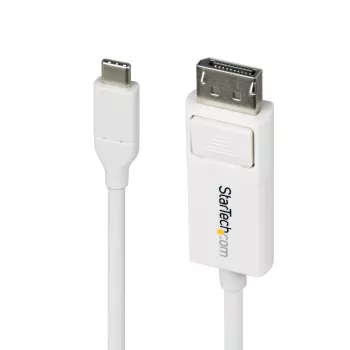 StarTech.com 6ft (2m) καλώδιο USB-C σε DisplayPort 1.2, αμφίδρομο, 4K 60Hz, λευκό, καλώδιο προσαρμογέα βίντεο για Apple MacBook Pro / Air M1 M2 M3 M4, Mac Mini / Studio, συμβατό με Thunderbolt