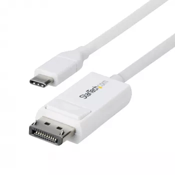 StarTech.com 6ft (2m) καλώδιο USB-C σε DisplayPort 1.2, αμφίδρομο, 4K 60Hz, λευκό, καλώδιο προσαρμογέα βίντεο για Apple MacBook Pro / Air M1 M2 M3 M4, Mac Mini / Studio, συμβατό με Thunderbolt
