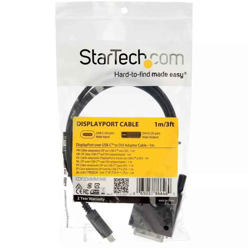 StarTech.com 1 m καλώδιο USB-C σε DVI – 1920 x 1200 – μαύρο
