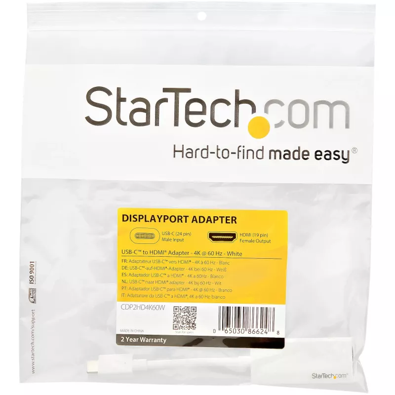 StarTech.com προσαρμογέας USB-C σε HDMI - λευκό - 4K 60Hz, USB Type-C, έξοδος HDMI, 3840 x 2160 pixel