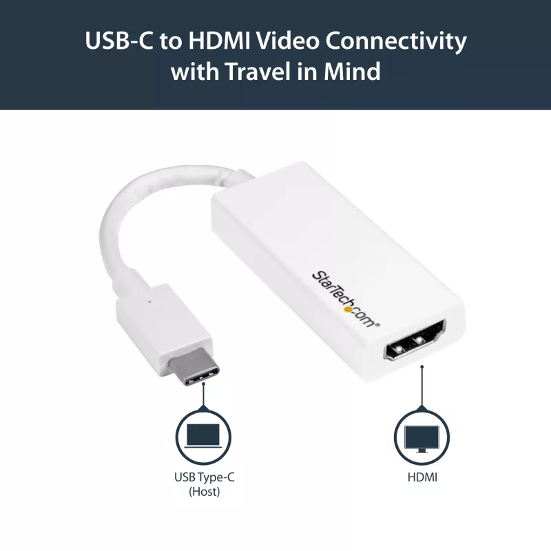 StarTech.com προσαρμογέας USB-C σε HDMI - λευκό - 4K 60Hz, USB Type-C, έξοδος HDMI, 3840 x 2160 pixel