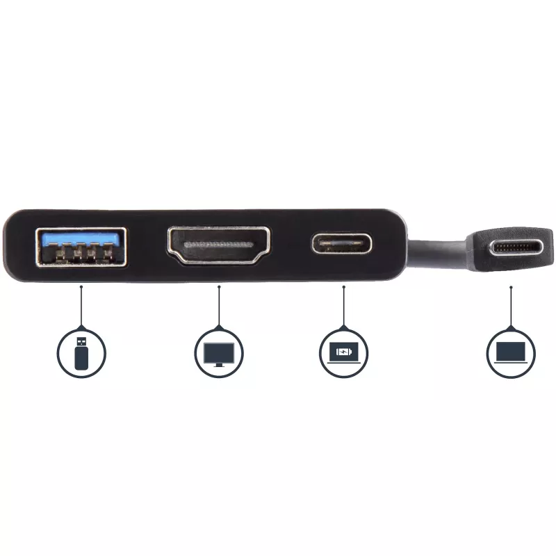 StarTech.com προσαρμογέας multiport USB-C με HDMI – θύρα USB 3.0 – 60W PD – μαύρο
