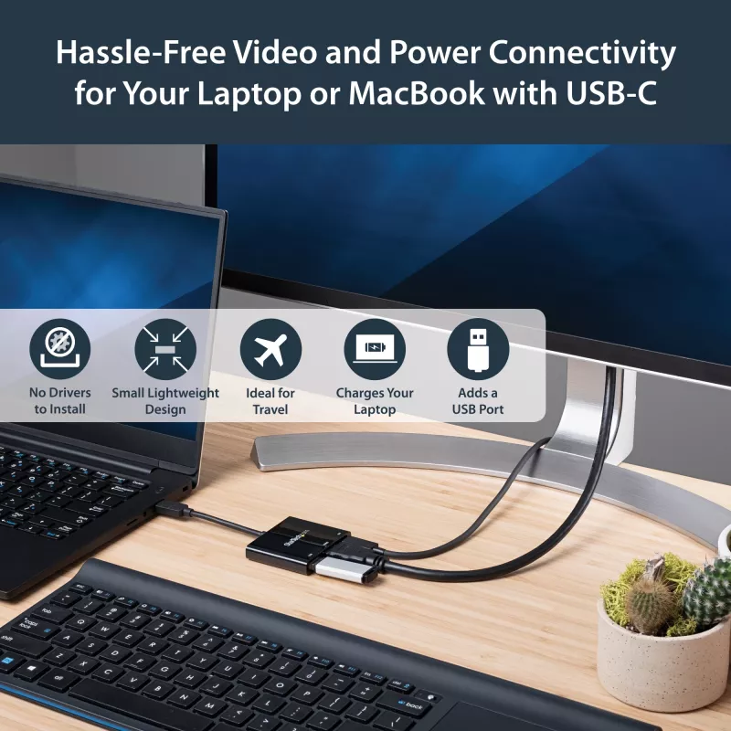 StarTech.com προσαρμογέας multiport USB-C με HDMI – θύρα USB 3.0 – 60W PD – μαύρο