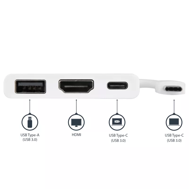 StarTech.com προσαρμογέας multiport USB-C με HDMI – θύρα USB 3.0 – 60 W PD – λευκό