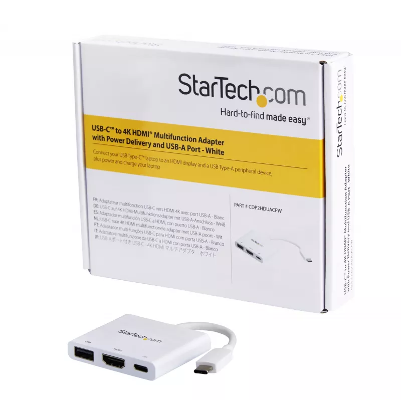 StarTech.com προσαρμογέας multiport USB-C με HDMI – θύρα USB 3.0 – 60 W PD – λευκό