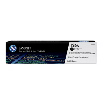 HP 126A συσκευασία 2 τεμ. μαύρες γνήσιες κασέτες τόνερ LaserJet, 2400 σελίδες, μαύρο, 2 τεμ.