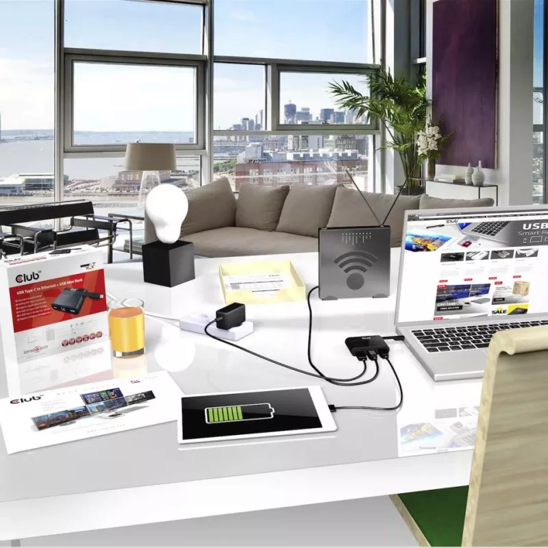 CLUB3D USB Type-C σε Ethernet + USB 3.0 + USB Type-C mini dock φόρτισης