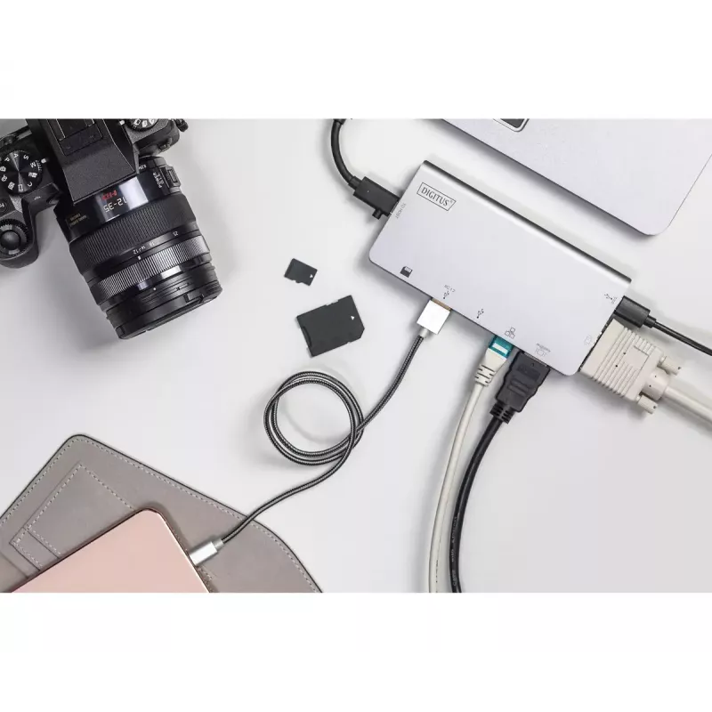 Πολυθύρα ταξιδιωτική βάση USB Type-C Digitus DA-70877
