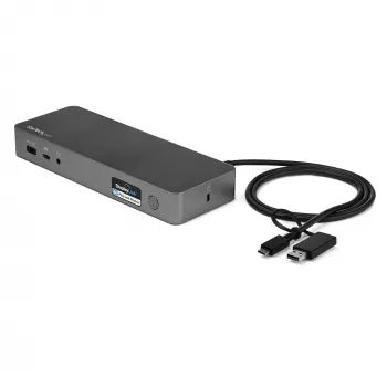 StarTech.com καθολικός σταθμός σύνδεσης laptop, υβριδικό dock USB-C & USB-A, Dual 4K DP & HDMI, 60W PD, Mac / Windows / Chrome OS, 4x USB 5Gbps hub, GbE