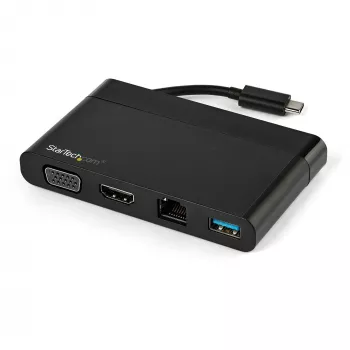 StarTech.com προσαρμογέας πολλαπλών θυρών USB-C με HDMI, VGA, Gigabit Ethernet & USB 3.0 – USB-C σε 4K HDMI ή 1080p VGA Display Mini-Dock-Hub – σταθμός σύνδεσης ταξιδιού USB Type-C για laptop USB-C