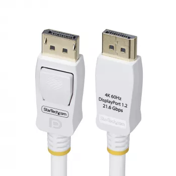 Καλώδιο DisplayPort 1.2 StarTech.com 10ft (3m) λευκό πιστοποιημένο VESA, 4K 60Hz, 21,6 Gbit/s, βύσματα DP με κλείδωμα, καλώδιο DP 1.2 DisplayPort, καλώδιο οθόνης DP, M/M