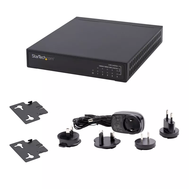 StarTech.com Μη διαχειριζόμενο Switch 2.5G – Switch Gigabit 5 θυρών – Μη διαχειριζόμενο Ethernet Switch 2.5GBASE-T – Ethernet Splitter – Τοποθέτηση σε ράγα DIN ή τοίχο – Multi-Gigabit – Auto-MDIX – 9K Jumbo