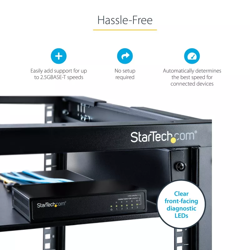 StarTech.com Μη διαχειριζόμενο Switch 2.5G – Switch Gigabit 5 θυρών – Μη διαχειριζόμενο Ethernet Switch 2.5GBASE-T – Ethernet Splitter – Τοποθέτηση σε ράγα DIN ή τοίχο – Multi-Gigabit – Auto-MDIX – 9K Jumbo