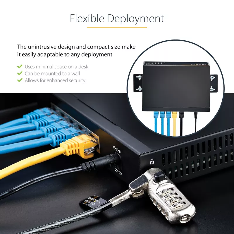 StarTech.com Μη διαχειριζόμενο Switch 2.5G – Switch Gigabit 5 θυρών – Μη διαχειριζόμενο Ethernet Switch 2.5GBASE-T – Ethernet Splitter – Τοποθέτηση σε ράγα DIN ή τοίχο – Multi-Gigabit – Auto-MDIX – 9K Jumbo