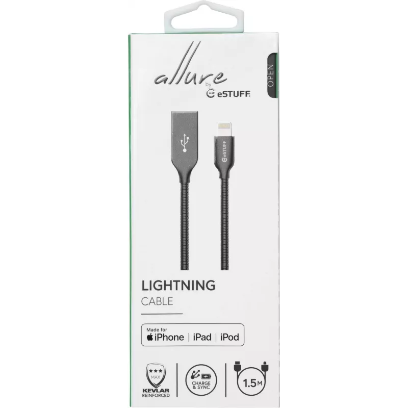 eSTUFF ES601165 Καλώδιο Lightning 1,5 m Γκρι
