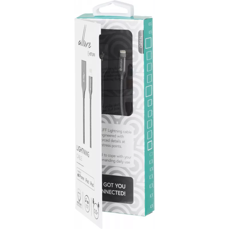 eSTUFF ES601165 Καλώδιο Lightning 1,5 m Γκρι