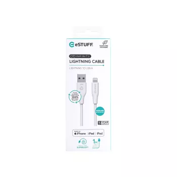 Καλώδιο Lightning eSTUFF ES601170 1m USB-A 2,4A 5V Λευκό