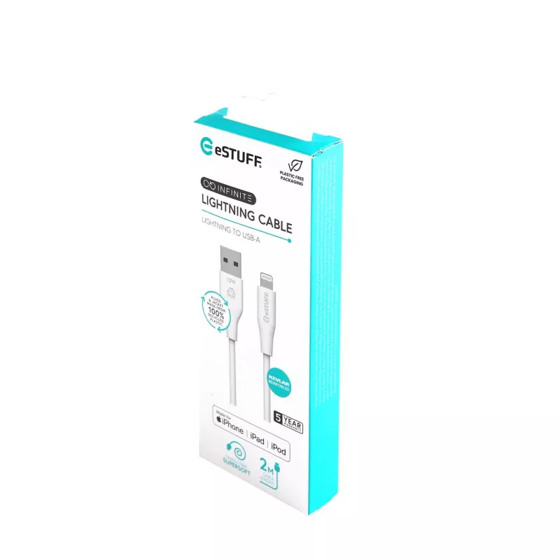 Καλώδιο Lightning eSTUFF ES601270 2 m Λευκό 2,4 A