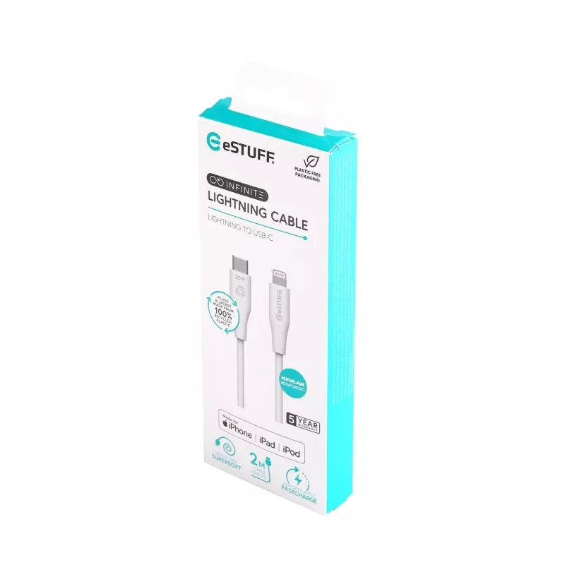 Καλώδιο Lightning eSTUFF ES602270 3m USB-C 2,4A Λευκό