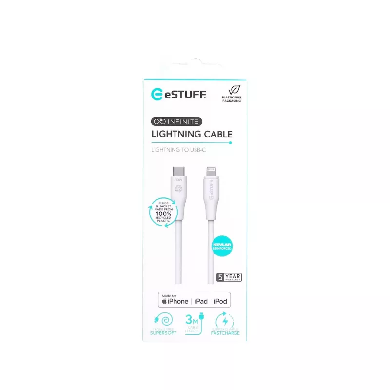 Καλώδιο Lightning eSTUFF ES602370 3m USB‑C 2,4A 5V