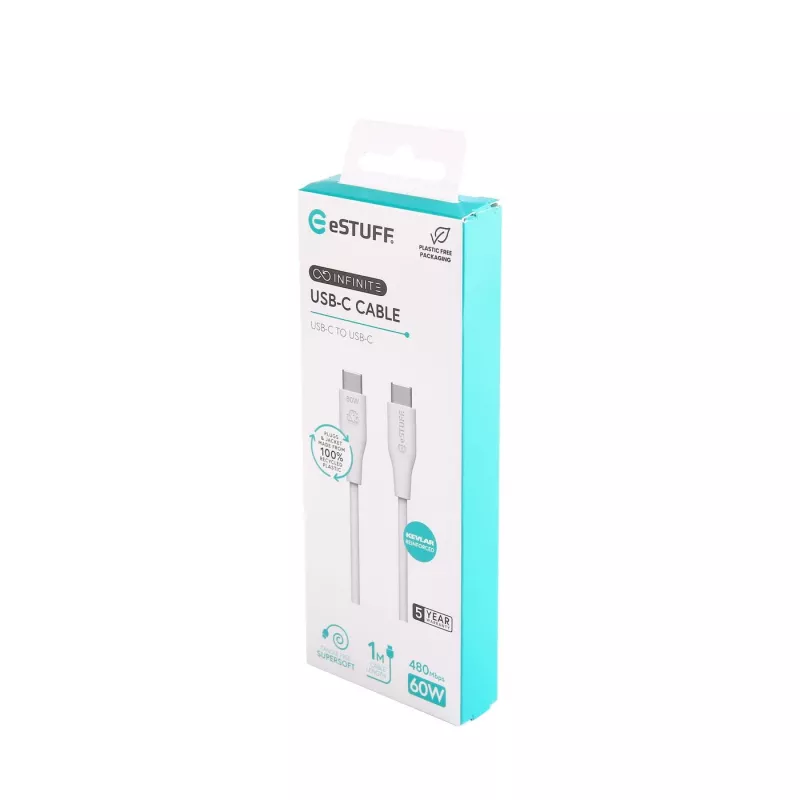 Καλώδιο USB eSTUFF ES604170 USB 2.0 1 m USB-C λευκό