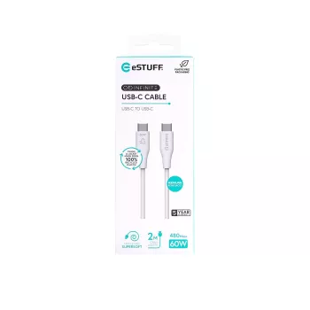 Καλώδιο USB eSTUFF ES604270 2m USB C λευκό USB 2.0 0,48 Gbit/s