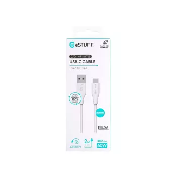 Καλώδιο USB eSTUFF ES605270 USB 2.0 2 m USB-C USB-A λευκό