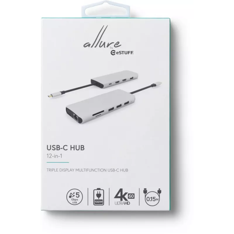 Hub διασύνδεσης eSTUFF ES623009 USB 3.2 Gen 1 (3.1 Gen 1) Type-C 5000 Mbit/s γκρι