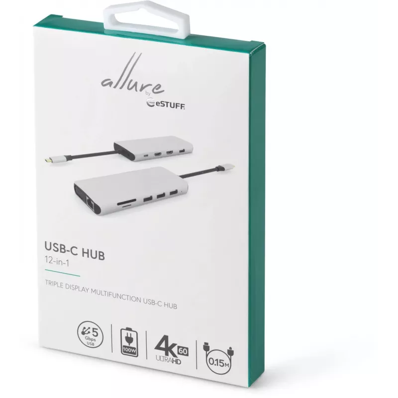 Hub διασύνδεσης eSTUFF ES623009 USB 3.2 Gen 1 (3.1 Gen 1) Type-C 5000 Mbit/s γκρι