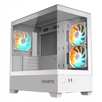 GIGABYTE C201 PANORAMIC ICE Κουτί υπολογιστή – Mid Tower, m-ATX, υποστήριξη ψυγείου 360 mm, 3 προεγκατεστημένοι ανεμιστήρες, USB 3.0, υποστήριξη RGB Fusion