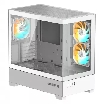 GIGABYTE C201 PANORAMIC ICE Κουτί υπολογιστή – Mid Tower, m-ATX, υποστήριξη ψυγείου 360 mm, 3 προεγκατεστημένοι ανεμιστήρες, USB 3.0, υποστήριξη RGB Fusion